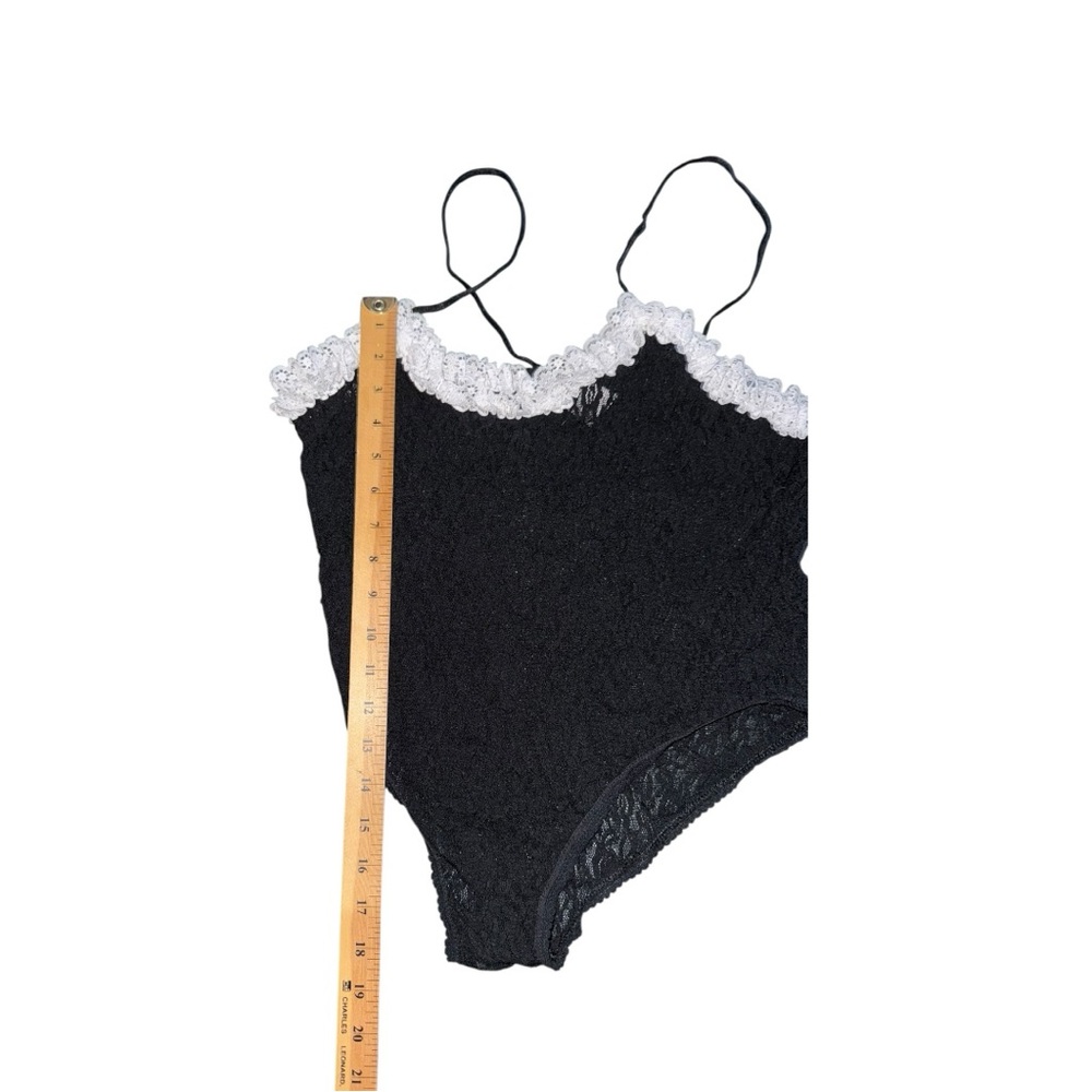 VTG all lace body suit with white lace trim stretchy made in USA size large - Picture 7 of 8